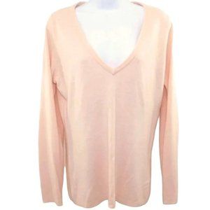 New York & Company 100% Acrylic Pale Pink V-Neck